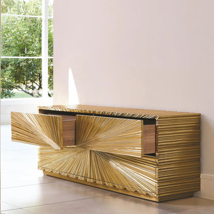 Linenfold Cabinet by Global Views. Made from mdf, brass in a modern style.