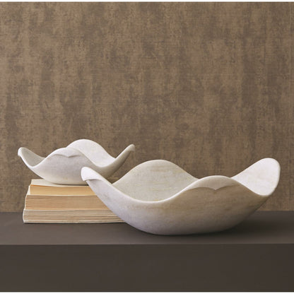 Marble Dove Bowl by Global Views in white. Made from marble in a coastal style.