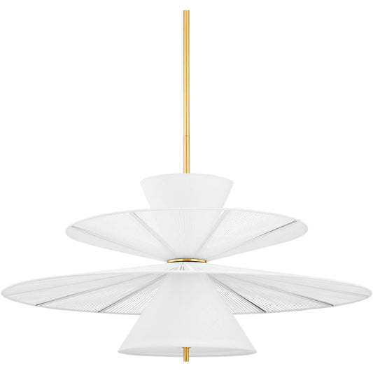 Esperance Chandelier by Hudson Valley in aged brass. Made from textile in a unique style.