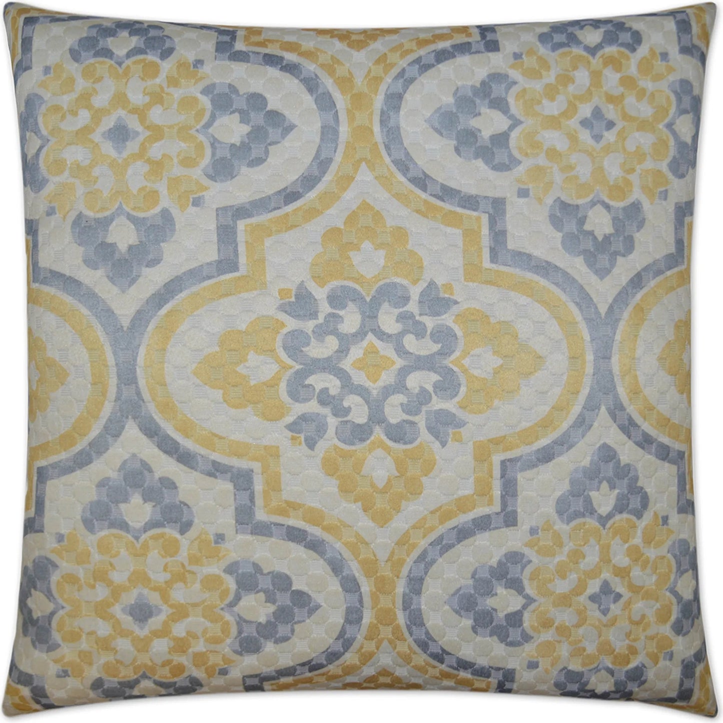 001 SI-2381569 | Primary Silo | Lattice Imprint Pillow by DV Kap Home in blue, yellow. Made from 69% cotton, 31% polyester in a traditional style.
