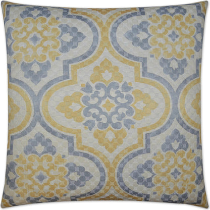 Lattice Imprint Pillow by DV Kap Home in blue, yellow. Made from 69% cotton, 31% polyester in a traditional style.