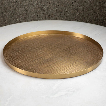 Plaid Etched Tray by Global Views in antique brass. Made from brass in a eclectic & global style.