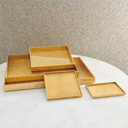 Luxe Gold Leaf Rectangle Tray by Global Views. Made from mdf, vietnamese lacquer in a modern style.