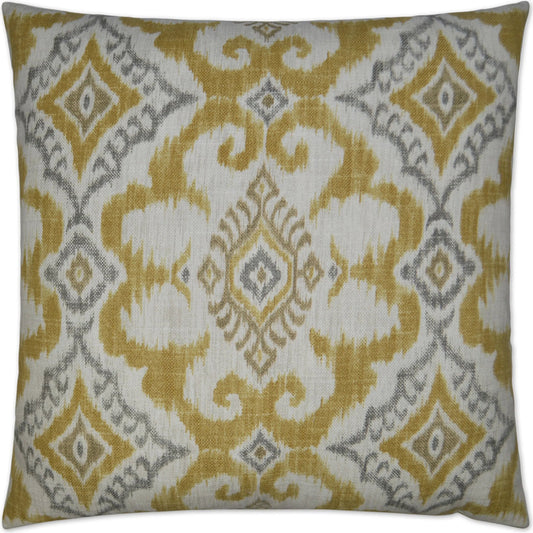 Kantha Pillow by DV Kap Home in yellow. Made from 75% cotton, 25% linen in a unique style.