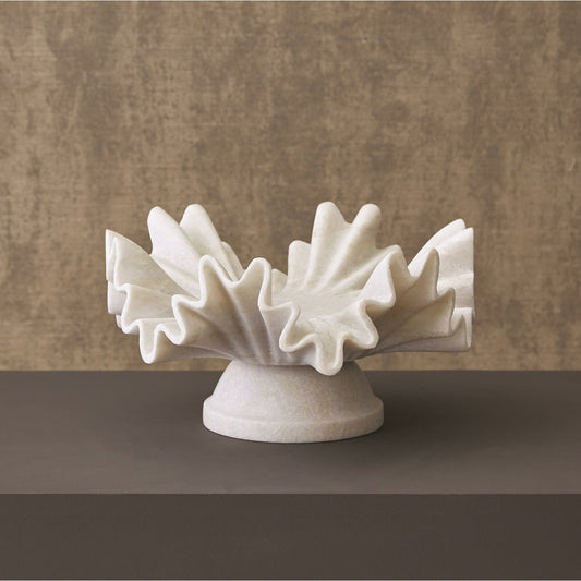 Yves Bowl by Global Views. Made from ambaji white marble in a transitional style.