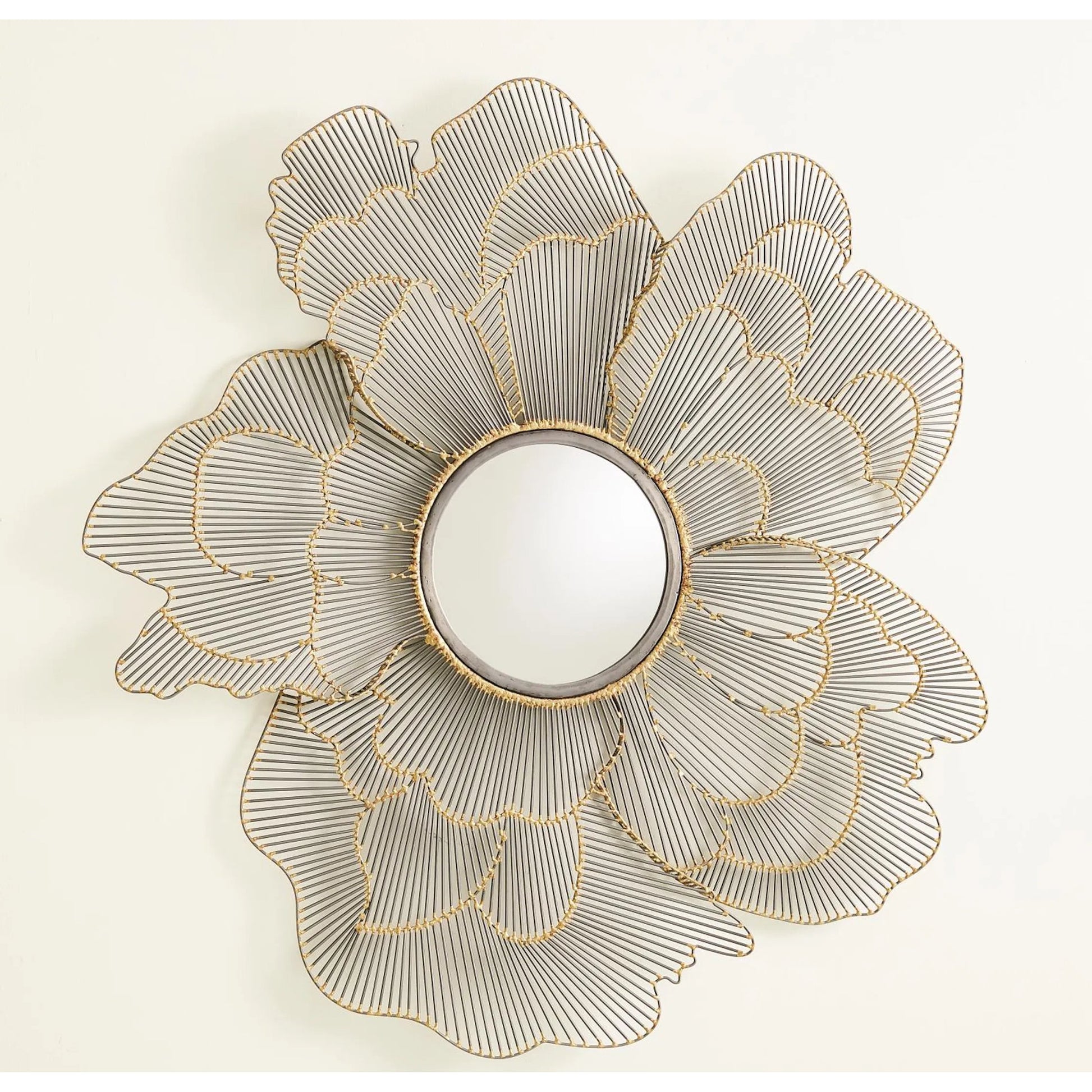 Poppy Mirror by Global Views in natural iron. Made from mdf, iron, mirror in a eclectic & global style.