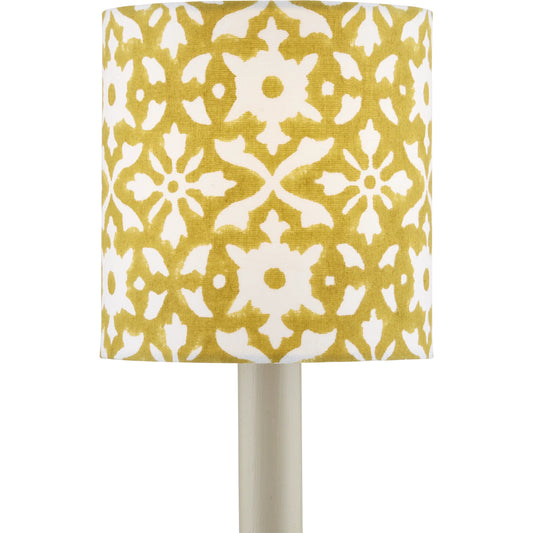 Block Print Drum Chandelier Shade by Currey and Company. Made from cotton in a modern style.