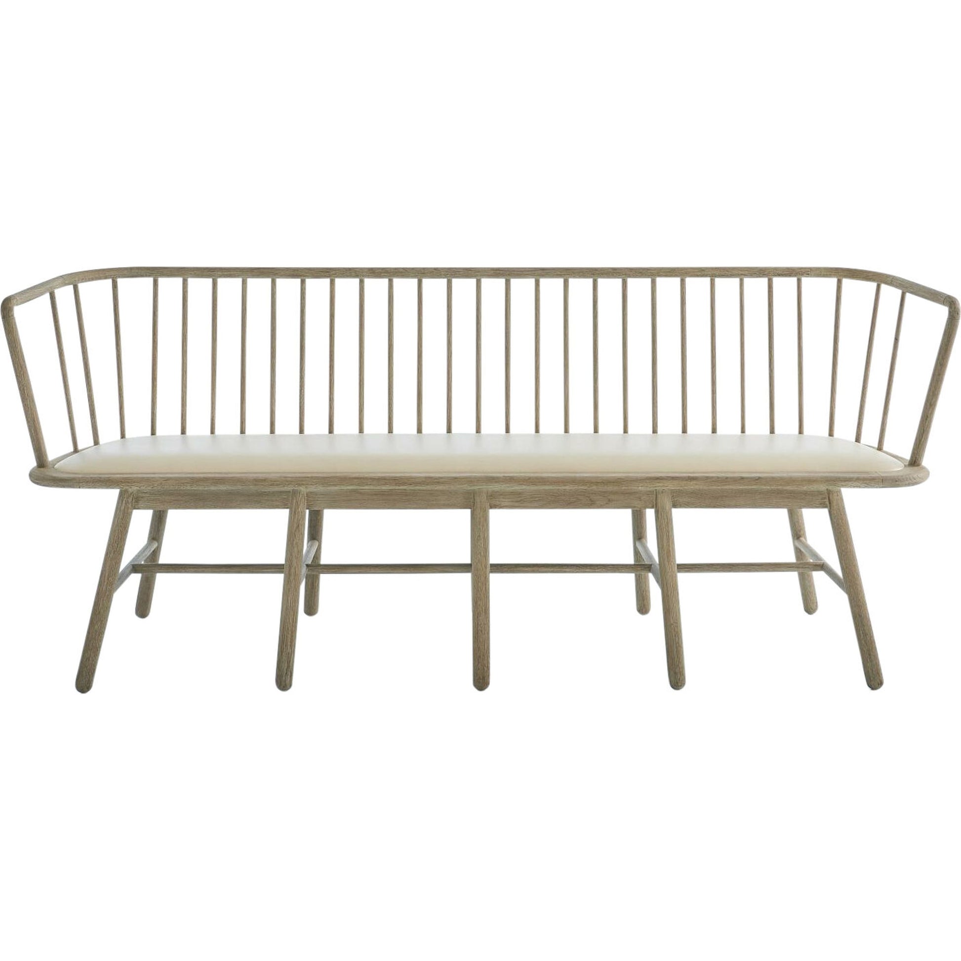 Spindle Long Bench by Global Views. Made from american oak in a coastal style.