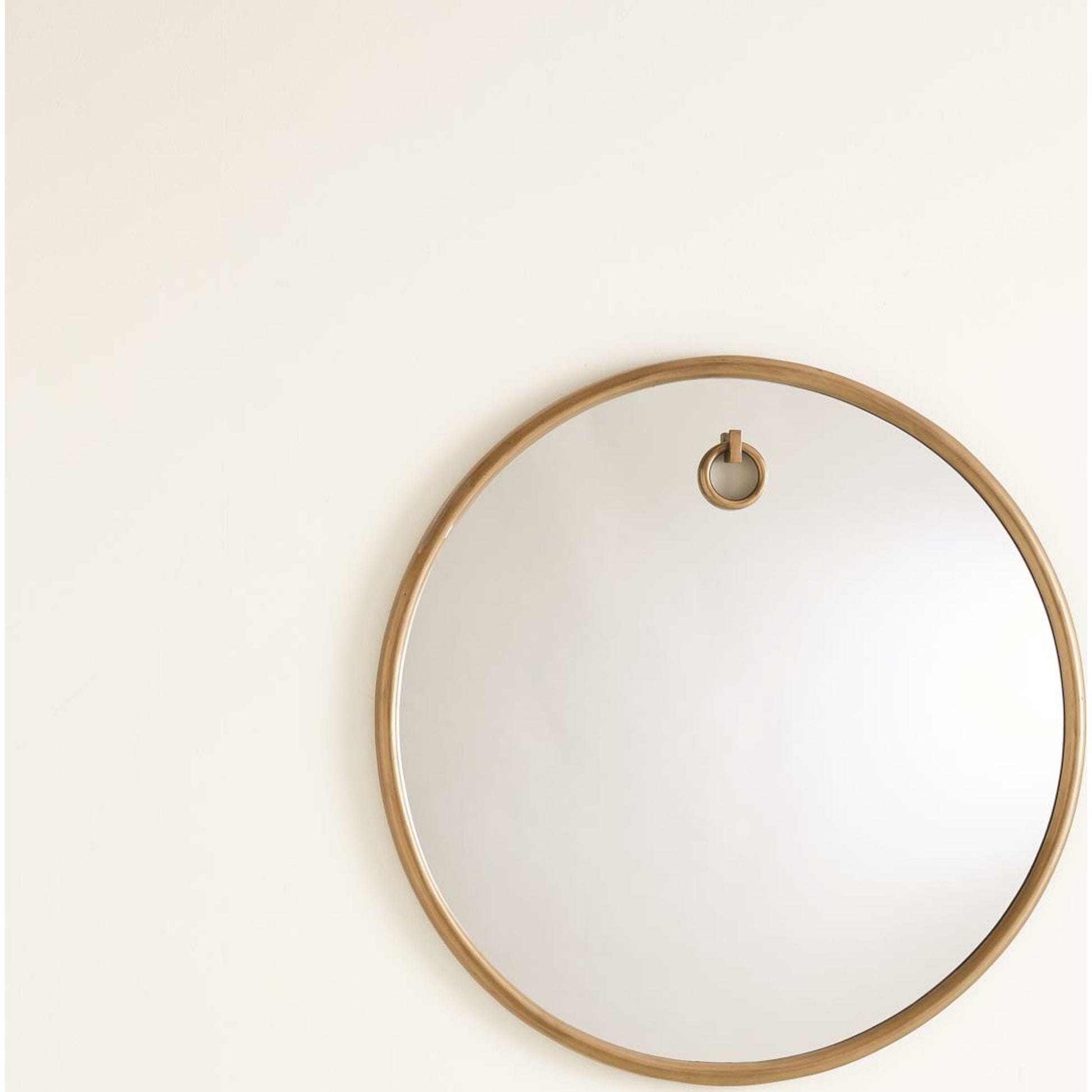 Exposed Mirror by Global Views in antique brass. Made from mdf, aluminum, mirror in a modern style.