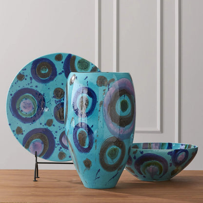 Blue Spots Vase by Global Views. Made from ceramic in a coastal style.