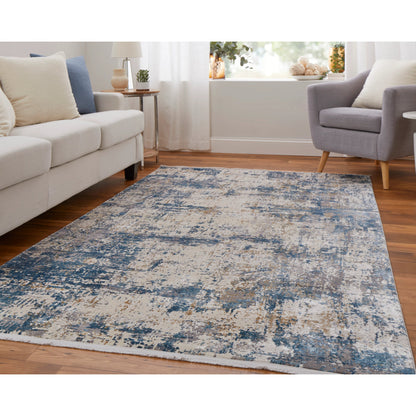 Cadiz Rug - 3891F by Feizy in ivory, tan, blue. Made from viscose, acrylic in a unique style.