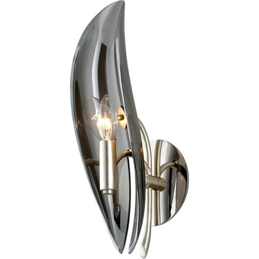 Sofia Wall Sconce by Corbett in silver leaf. Made from hand crafted iron in a modern style.