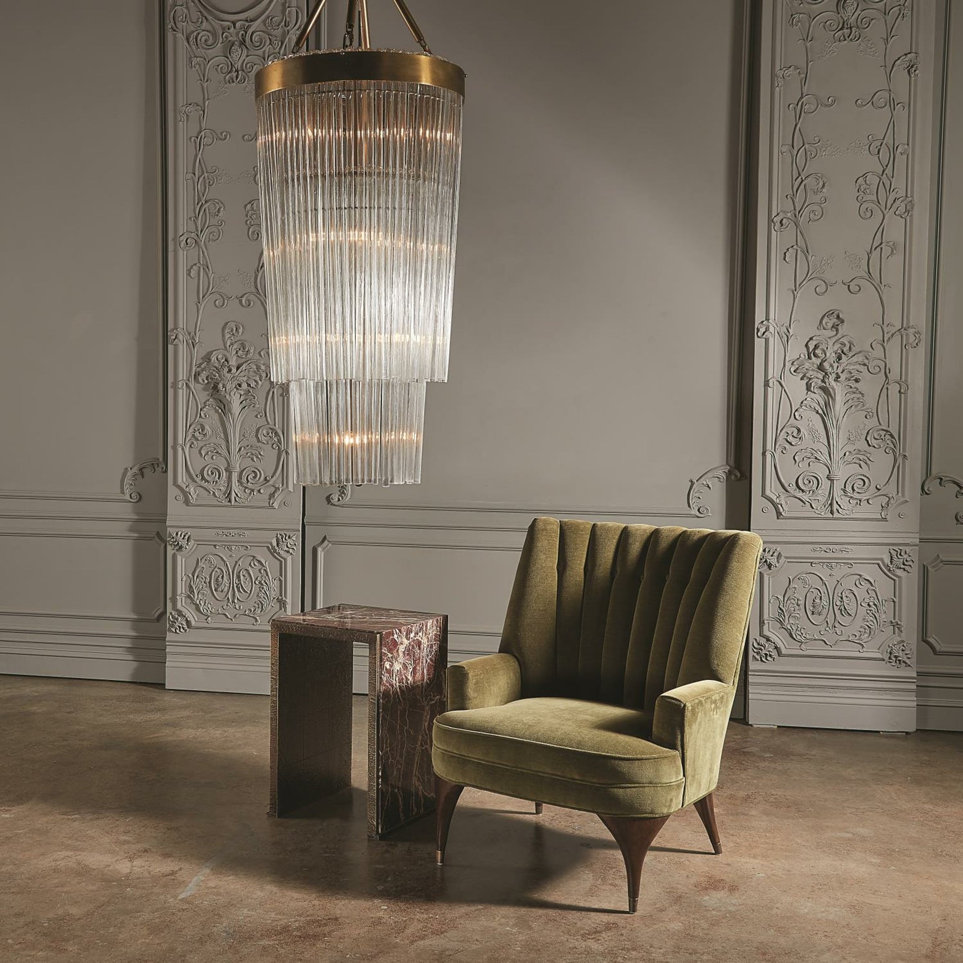 Duncan Chair by Global Views. Made from rubberwood, wood, fabric, 100% cotton velvet made in usa, double rub: 50, 000 in a transitional style.