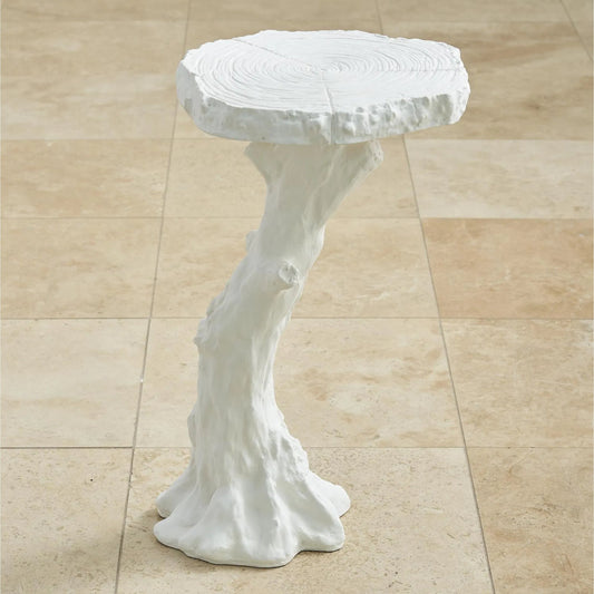Faux Bois Table by Global Views in white. Made from plaster in a modern style.