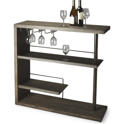 Broadway Modern Bar Cabinet by Butler Specialty Company in gray and gray dawn. Made from mindy wood solids, mdf, stainess steel in a modern style.