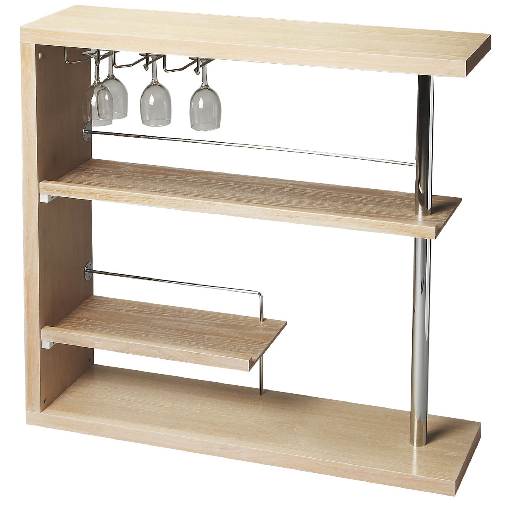 Broadway Modern Bar Cabinet by Butler Specialty Company in gray and gray dawn. Made from mindy wood solids, mdf, stainess steel in a modern style.