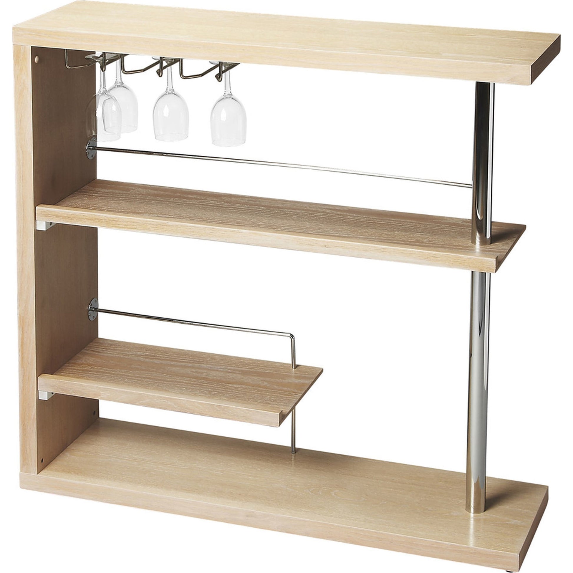 Broadway Modern Bar Cabinet by Butler Specialty Company in gray and gray dawn. Made from mindy wood solids, mdf, stainess steel in a modern style.