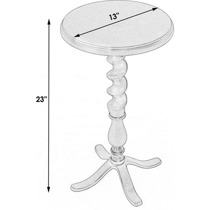 Kolmar Metal Accent Table by Butler Specialty Company in gray and metalworks. Made from cast aluminum in a traditional style.