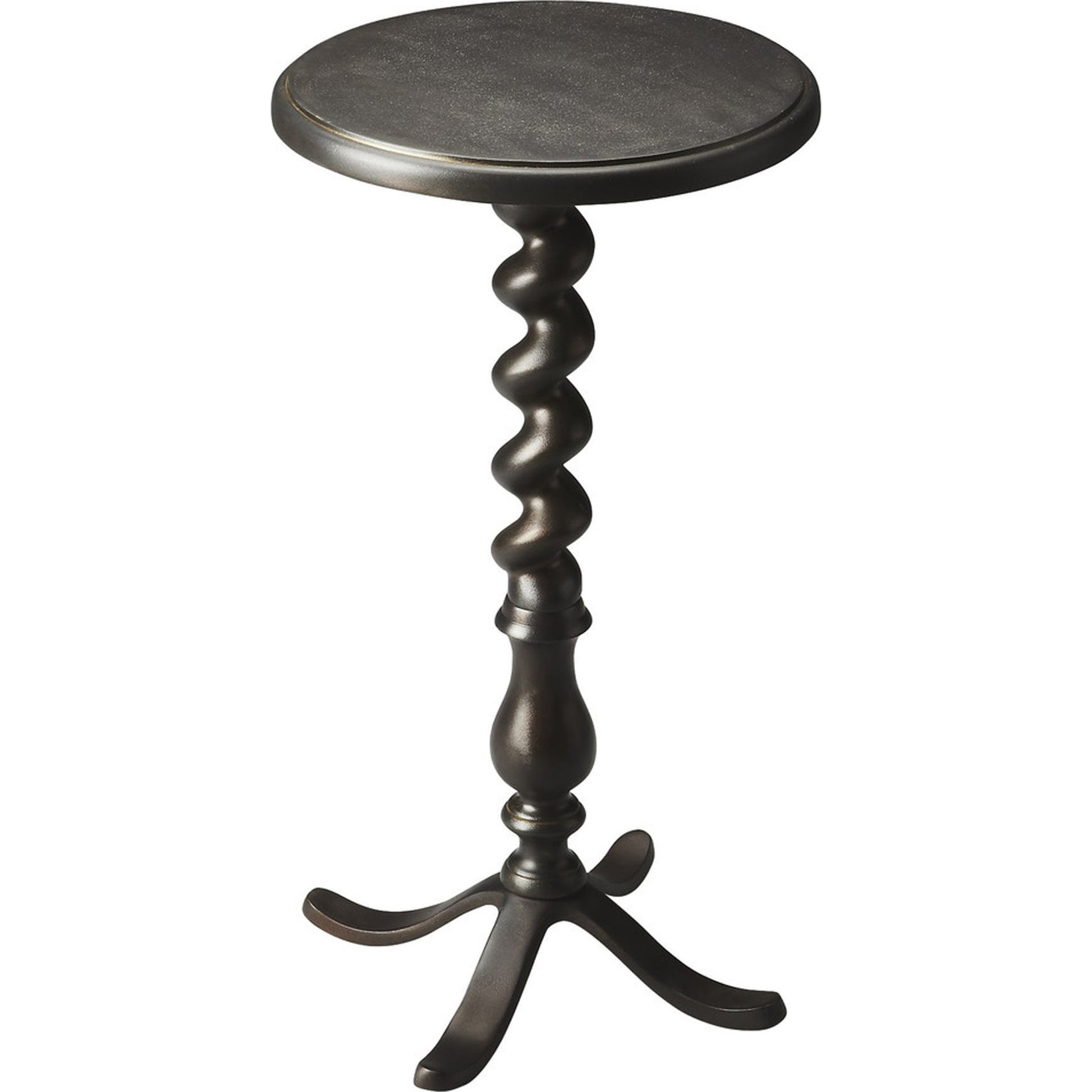 Kolmar Metal Accent Table by Butler Specialty Company in gray and metalworks. Made from cast aluminum in a traditional style.