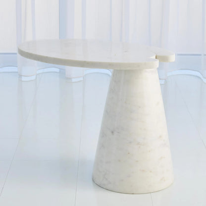 Cone Cantilever Table by Global Views. Made from honed white marble in a eclectic & global style.