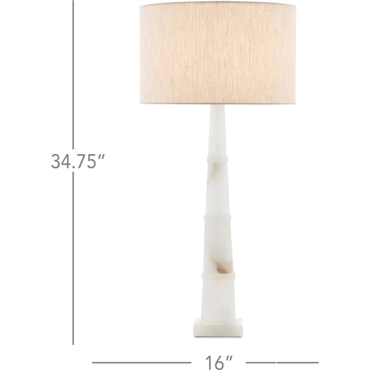 Alabastro Table Lamp by Currey and Company in alabaster, polished nickel. Made from alabaster in a coastal style.