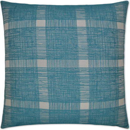Checkmate Pillow by DV Kap Home in turquoise. Made from 47% cotton, 33% polyester, 20% rayon in a transitional style.