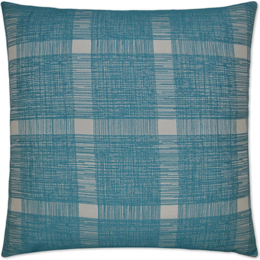 Checkmate Pillow by DV Kap Home in turquoise. Made from 47% cotton, 33% polyester, 20% rayon in a transitional style.