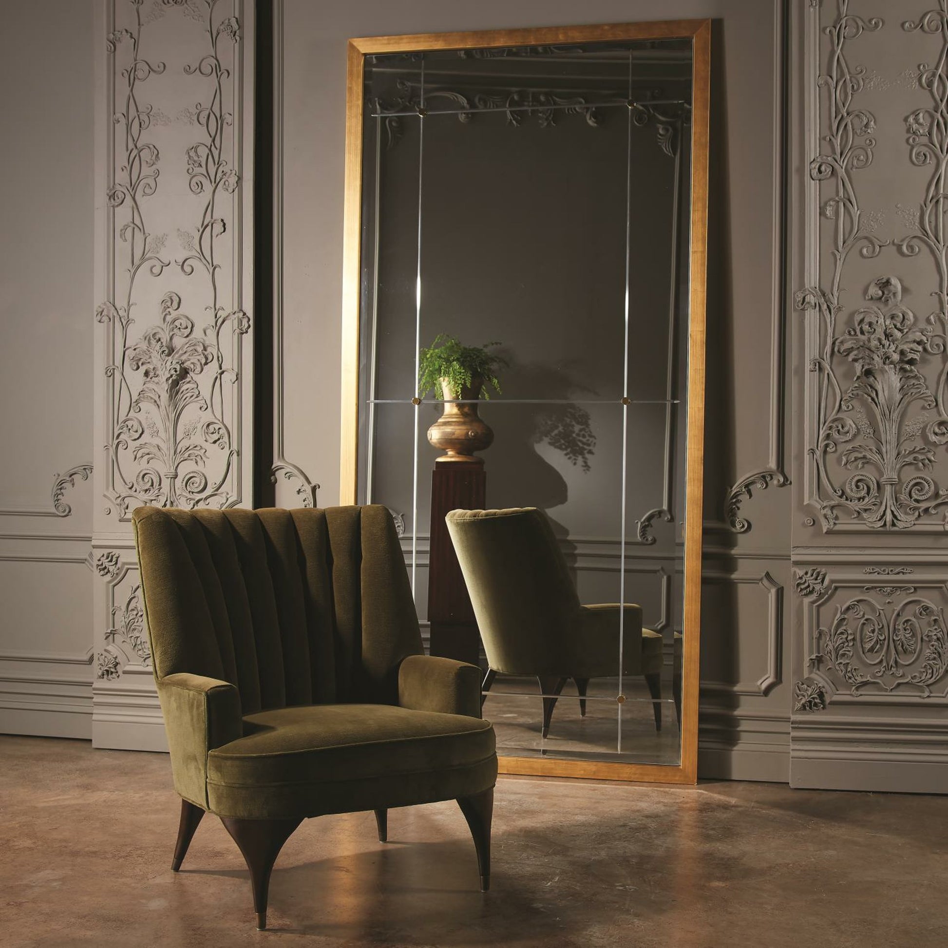 Beaumont Floor Mirror by Global Views. Made from unique in a transitional style.