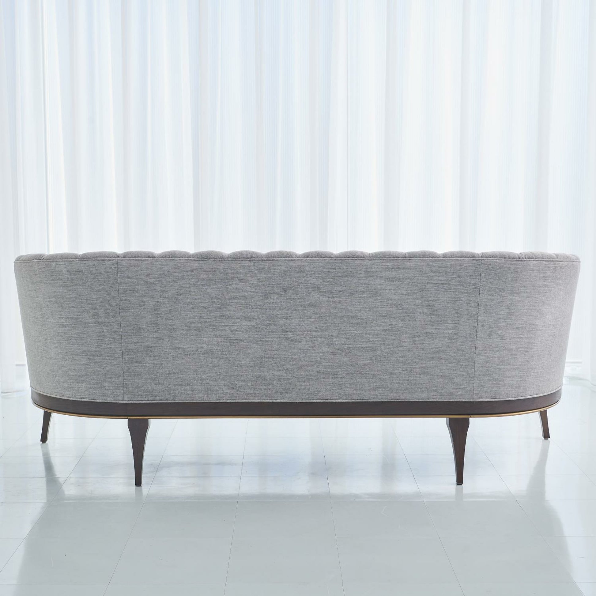 Channel Back Sofa by Global Views. Made from solid walnut, fabric, wood, 100% cotton, double rub: 50,000 in a modern style.