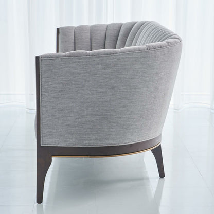 Channel Back Sofa by Global Views. Made from solid walnut, fabric, wood, 100% cotton, double rub: 50,000 in a modern style.