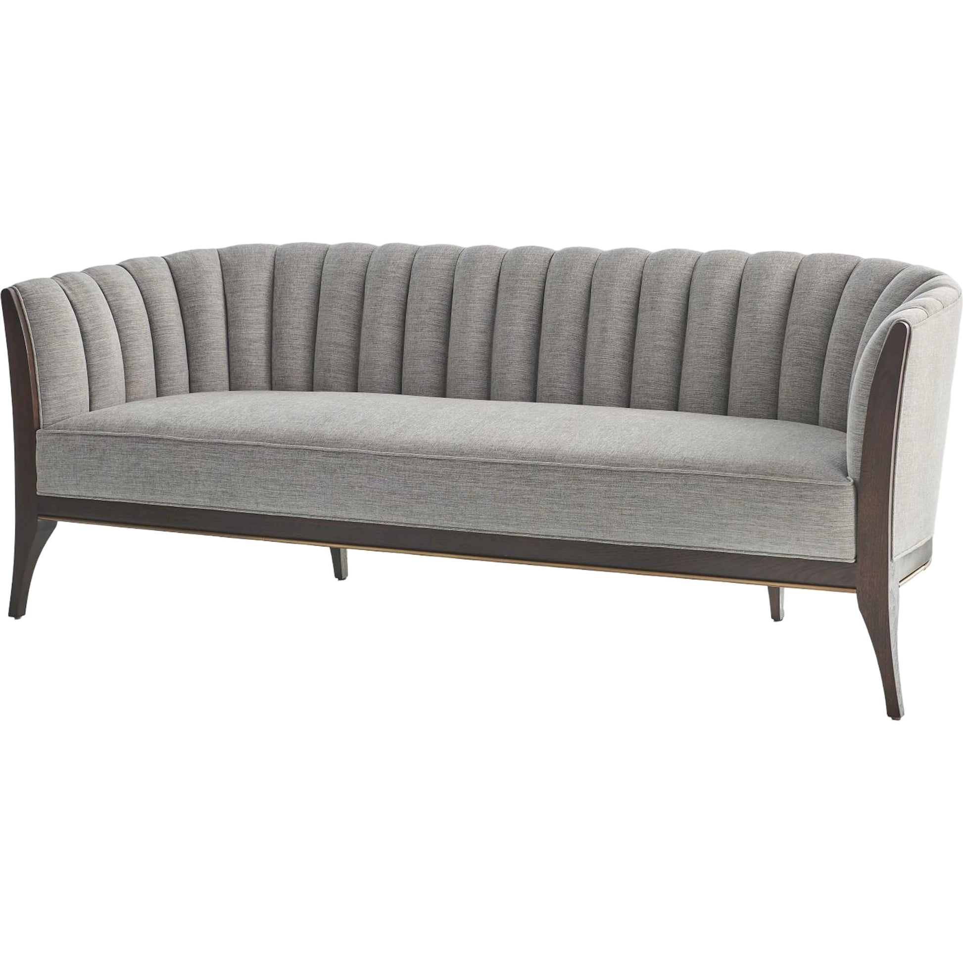 Channel Back Sofa by Global Views. Made from solid walnut, fabric, wood, 100% cotton, double rub: 50,000 in a modern style.