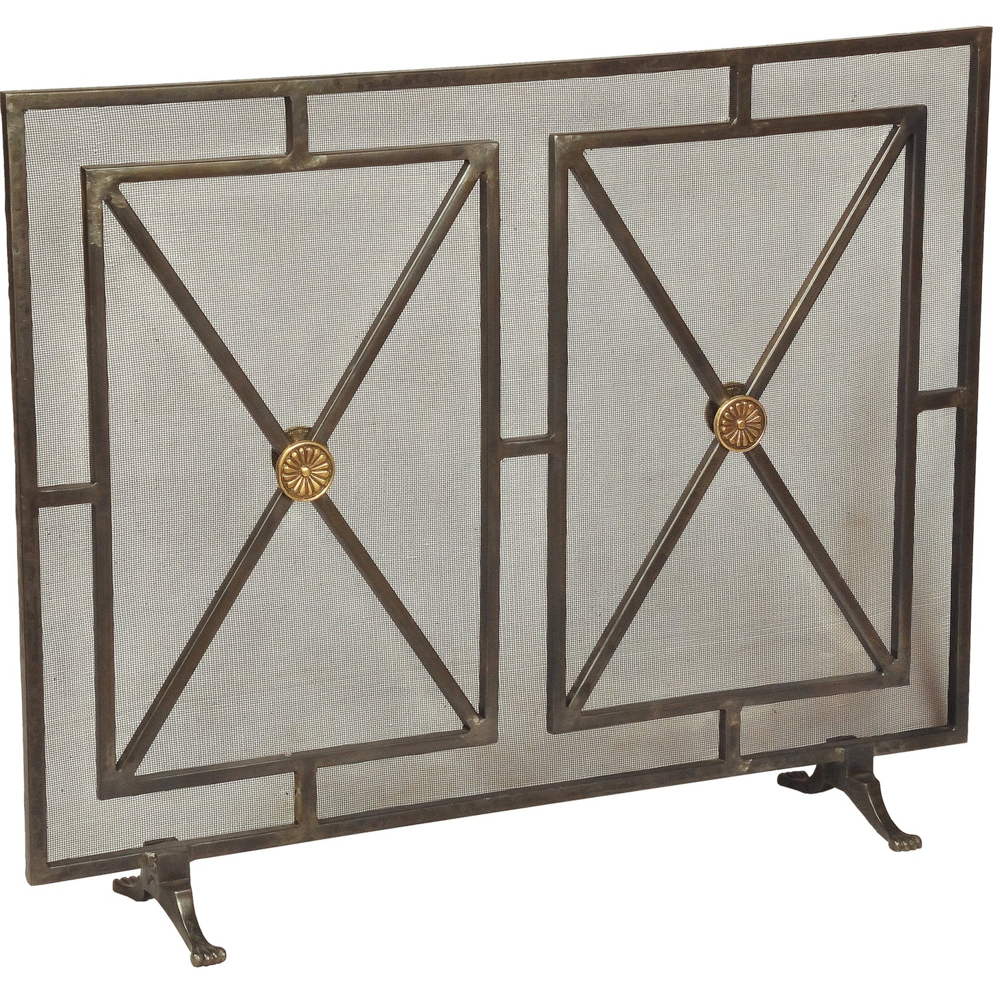 001 S-242797 | Primary Silo | Paneled Firescreen by Sarreid Ltd. in gray and dark grey iron finish. Made from iron in a traditional style.