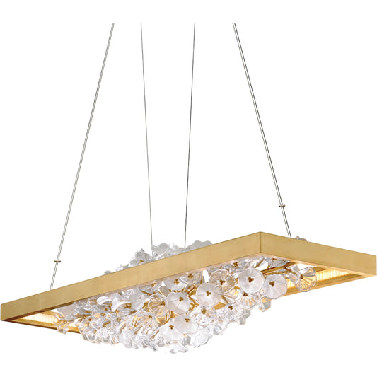 Jasmine II Linear Chandelier by Corbett. Made from hand forged iron in a modern style.
