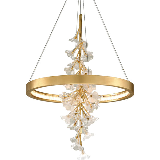 Jasmine II Pendant by Corbett in gold leaf. Made from hand crafted iron in a modern style.