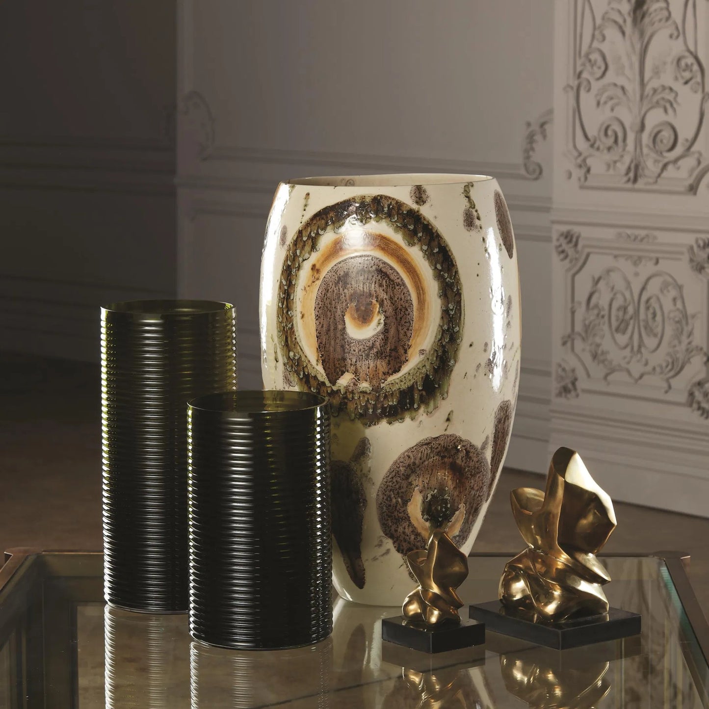 003 SR-891805 | Lifestyle | Earthtone Spots Vase by Global Views. Made from ceramic in a eclectic & global style.