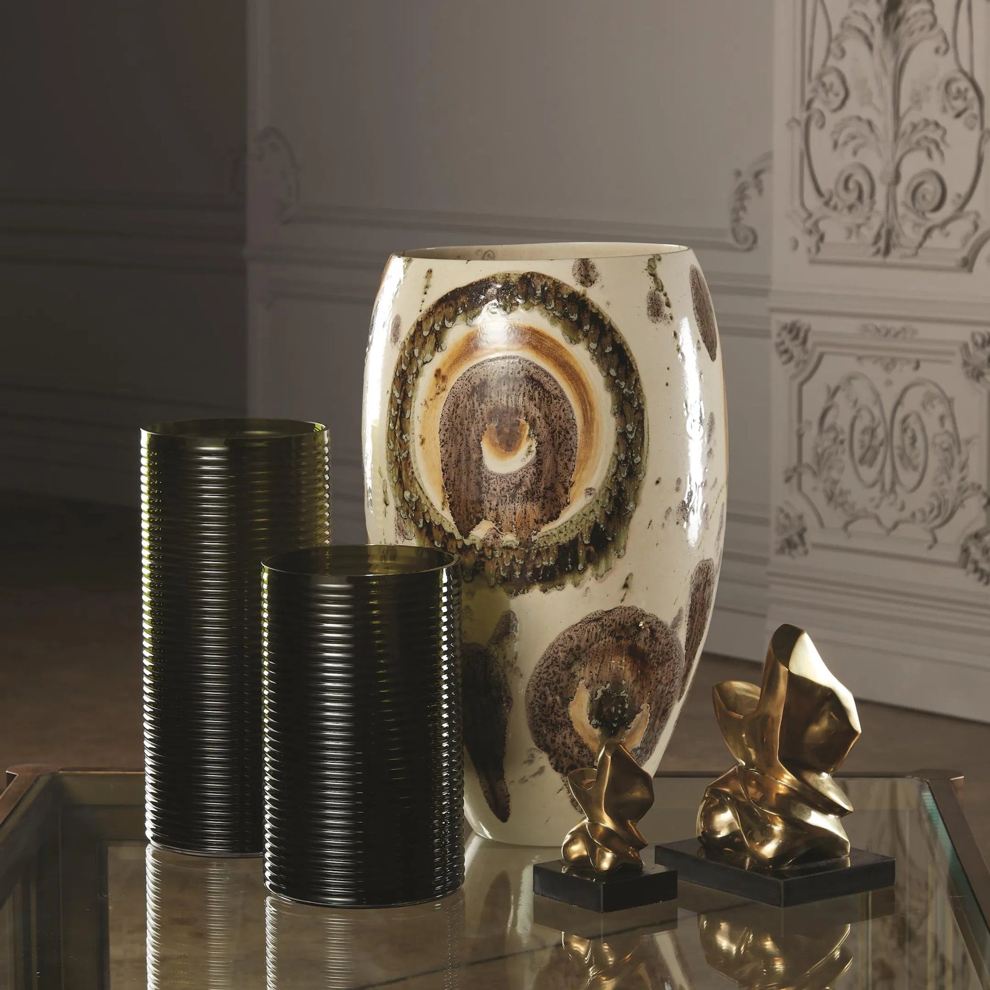 Earthtone Spots Vase by Global Views. Made from ceramic in a eclectic & global style.