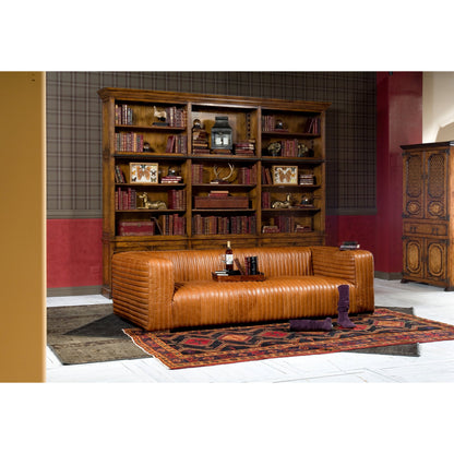 Safari Tray by Sarreid Ltd. in brown and tobacco leather color. Made from wood, leather, brass in a modern style.