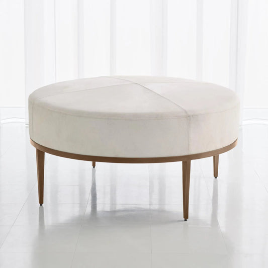 Urban Ottoman with Hair-On-Hide by Global Views. Made from mango, plyboard, iron in a transitional style.