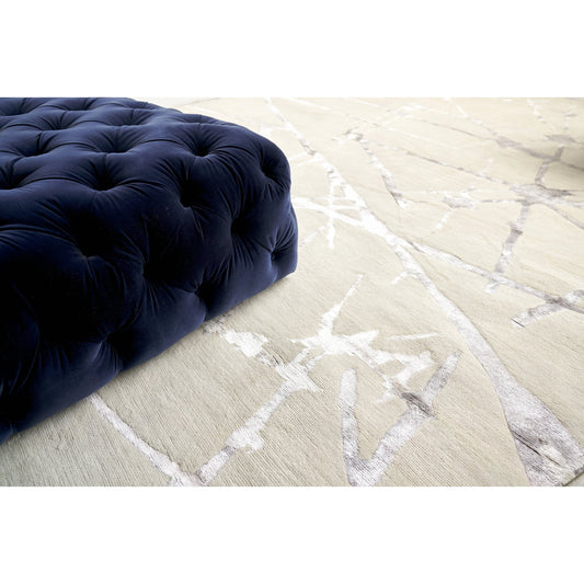 Space Age 2687 Rug by Exquisite Rugs in silver, ivory. Made from new zealand wool, bamboo silk in a unique style.