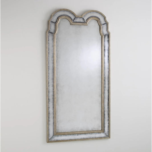 Palace Passage Mirror by Global Views in silver leaf. Made from poplar, antique beveled mirror in a traditional style.
