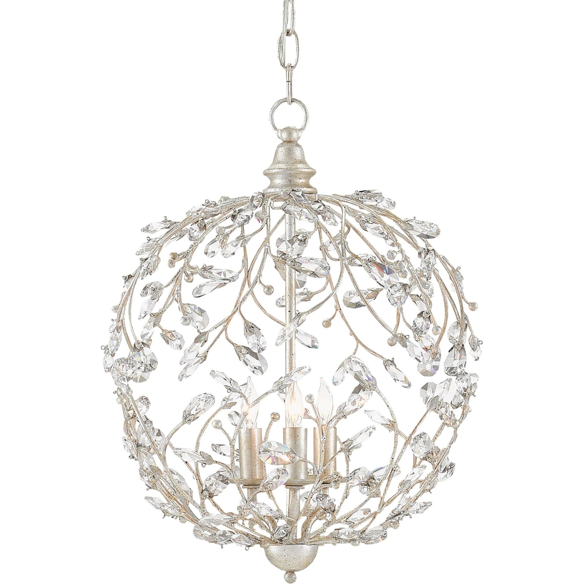 Crystal Bud Sphere Chandelier by Currey and Company. Made from wrought iron, crystal in a traditional style.