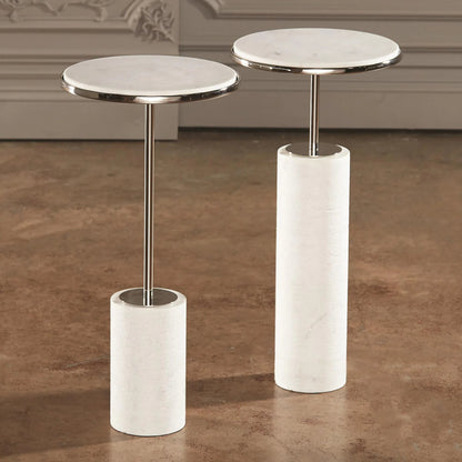 Tall Cored Marble Table by Global Views. Made from brass, marble in a transitional style.