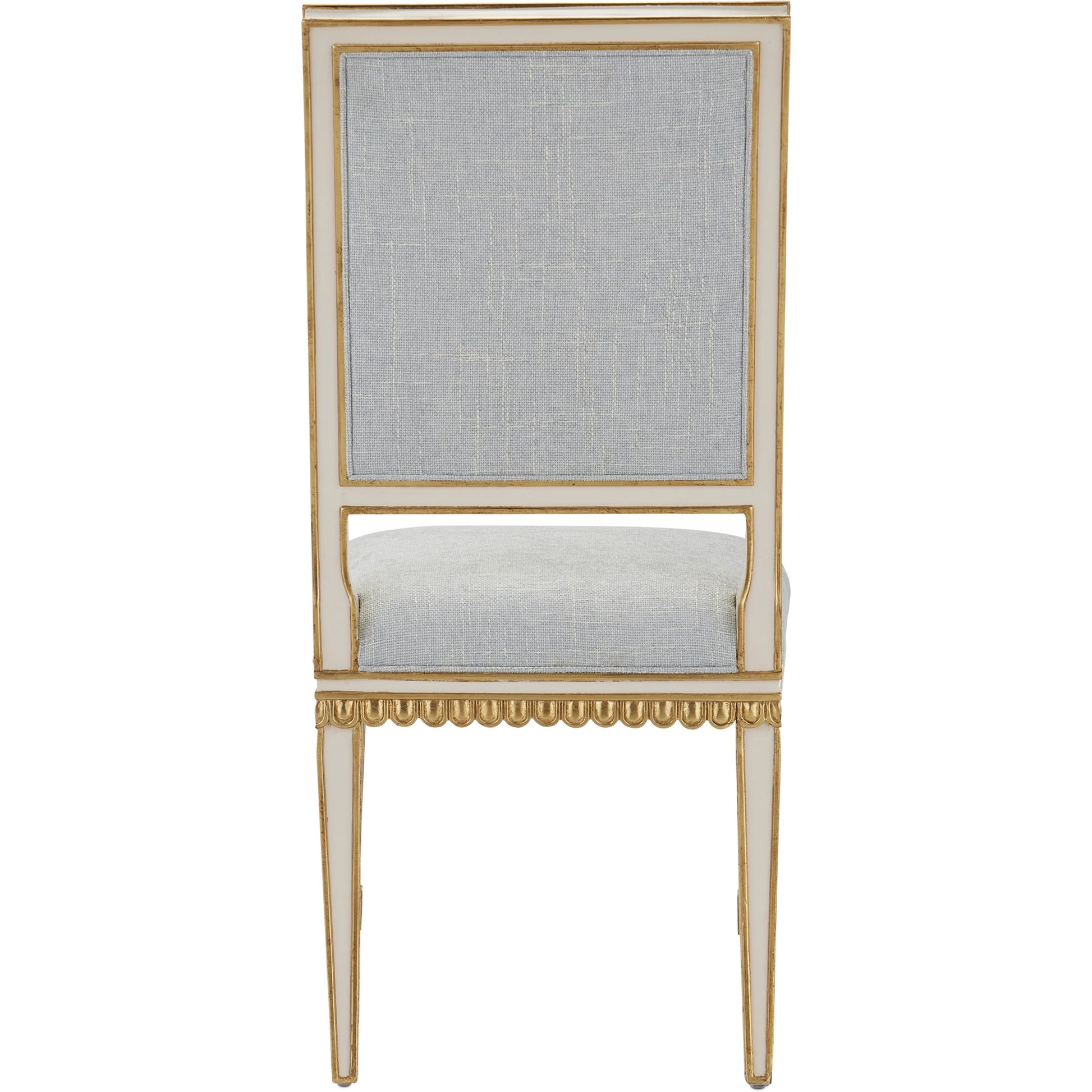 Ines Chair by Currey and Company in mixology moonstone and ivory, antique gold. Made from mahogany in a transitional style.