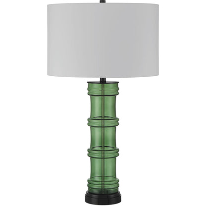 Balsam Table Lamp by Currey and Company in green, glossy black. Made from glass, optic crystal in a modern style.