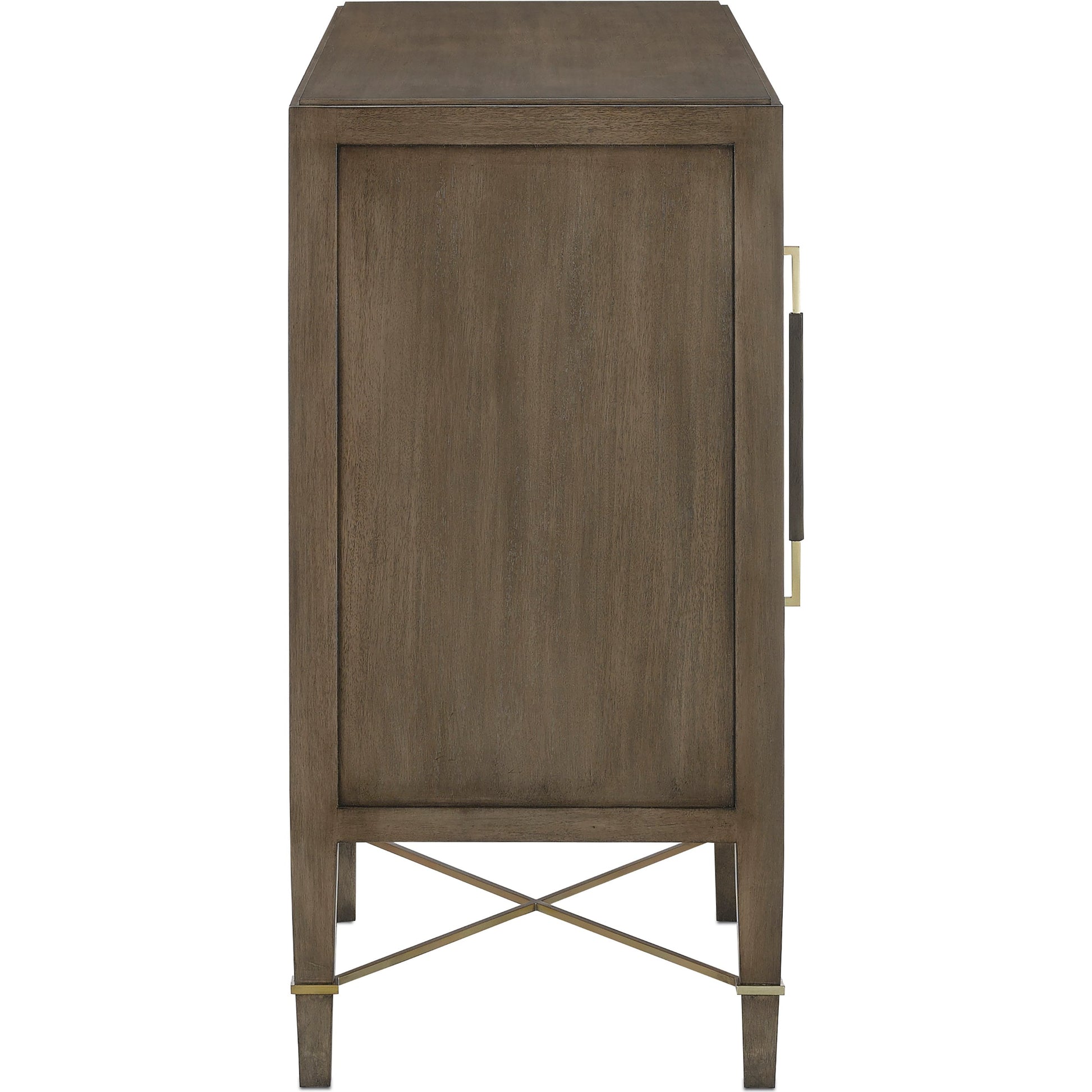 Verona Chanterelle Sideboard by Currey and Company in chanterelle, coffee, champagne. Made from mahogany, brass, iron in a modern style.