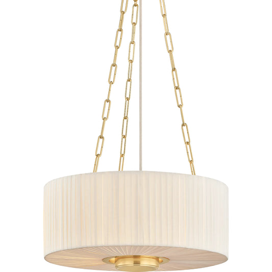 Camby Pendant by Hudson Valley in aged brass. Made from unique in a transitional style.