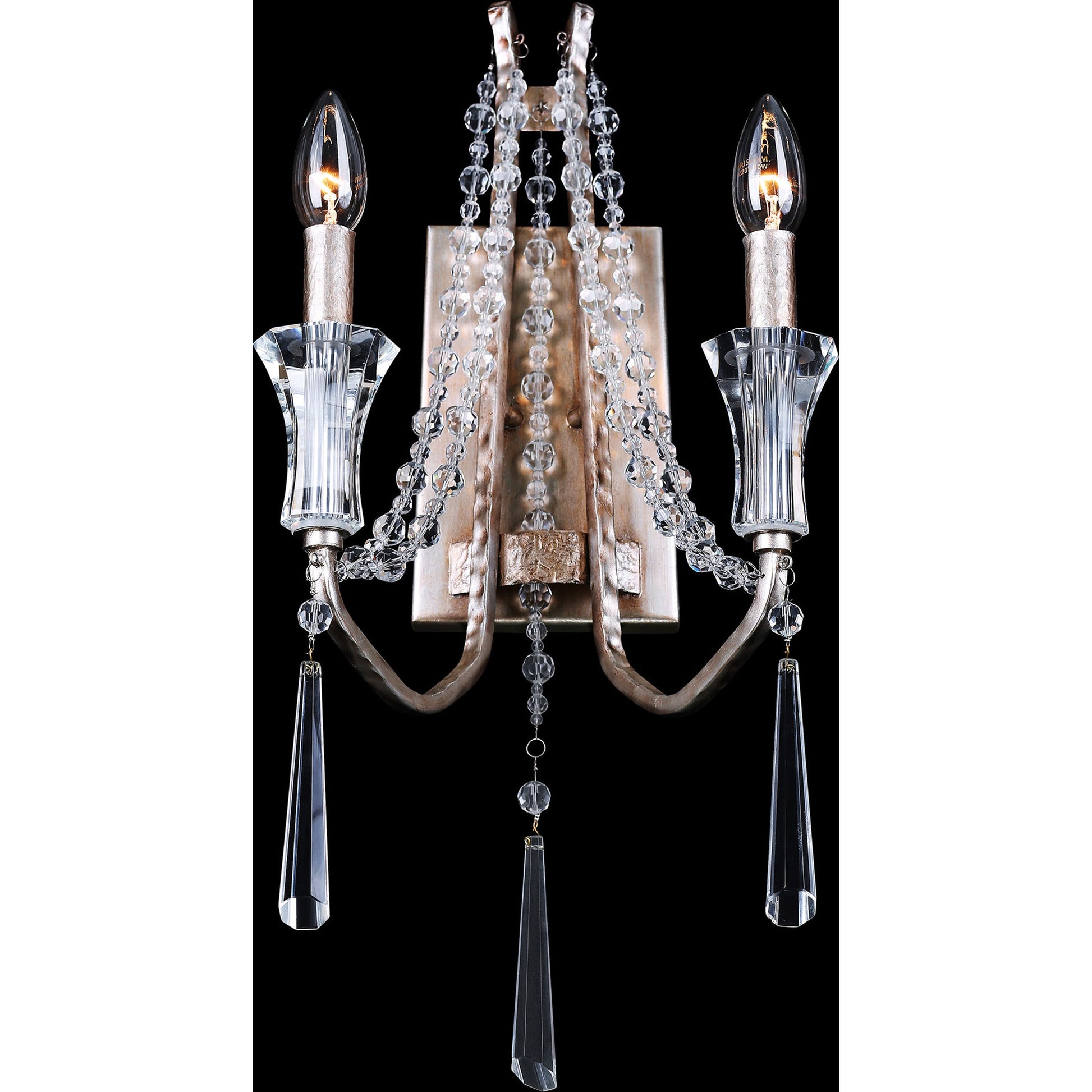Barcelona Crystal Sconce by Varaluz in transcend silver. Made from heirloom-quality optic crystal in a transitional style.