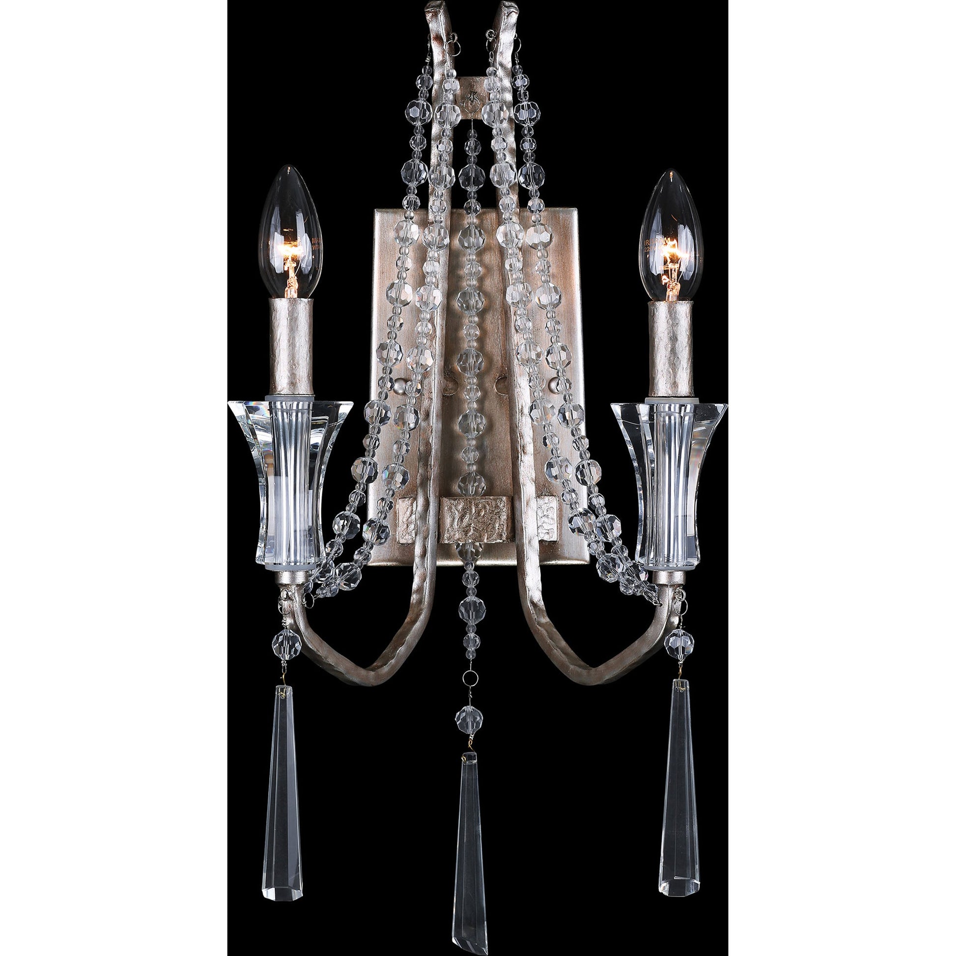 Barcelona Crystal Sconce by Varaluz in transcend silver. Made from heirloom-quality optic crystal in a transitional style.