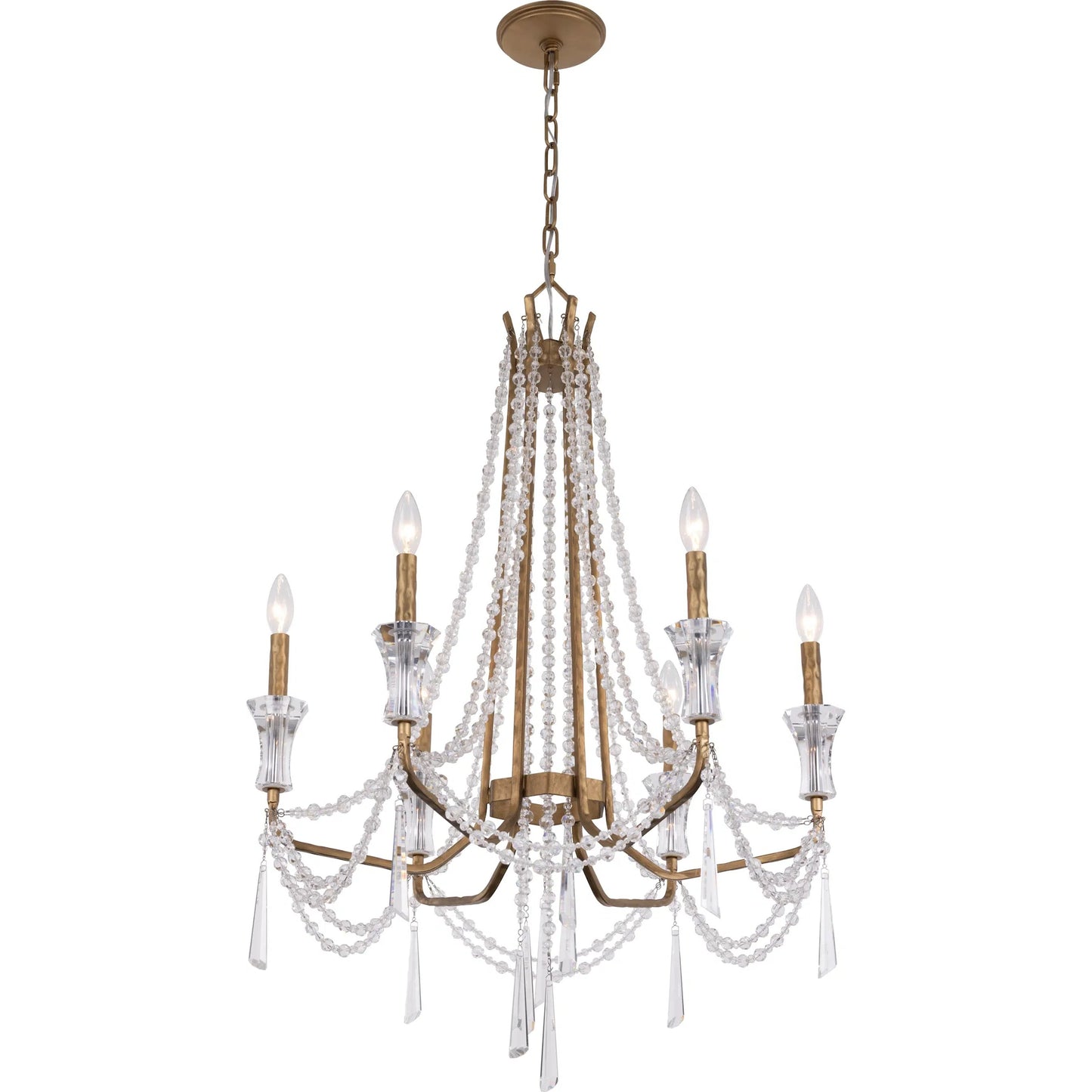002 SI-2536904 | Additional Silo | Barcelona 6 Light Chandelier by Varaluz in gold, brass. Made from steel, crystal in a unique style.