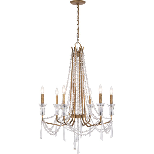 000 SI-2536904 | Primary Silo | Barcelona 6 Light Chandelier by Varaluz in gold, brass. Made from steel, crystal in a unique style.